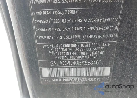 2011 Land Rover Lr4 z USA, uszkodzony, nr VIN SALAG2D40BA583460